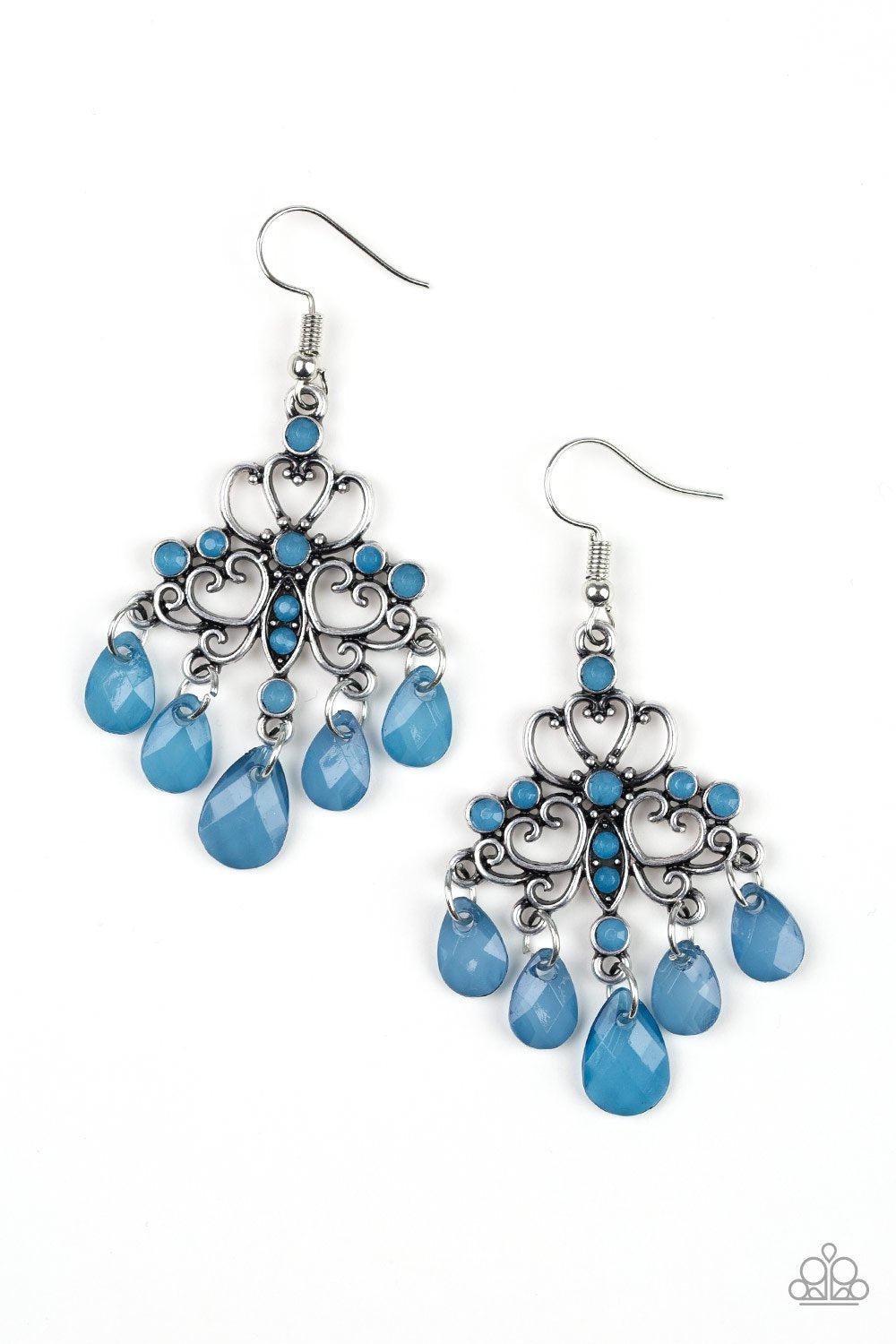 Dip It Glow Blue Earrings - Paparazzi Accessories-CarasShop.com - $5 Jewelry by Cara Jewels