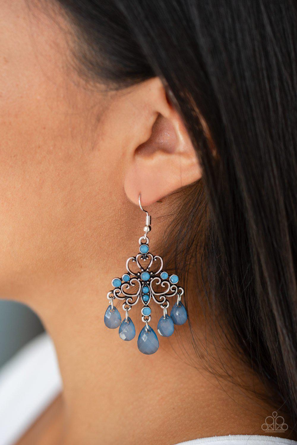 Dip It Glow Blue Earrings - Paparazzi Accessories-CarasShop.com - $5 Jewelry by Cara Jewels