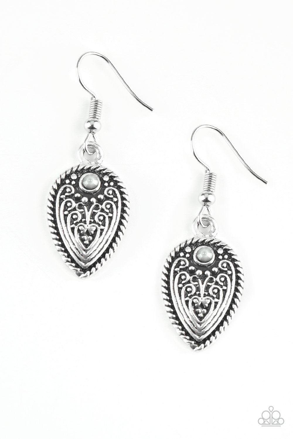 Distance PASTURE Silver Earrings - Paparazzi Accessories - lightbox -CarasShop.com - $5 Jewelry by Cara Jewels