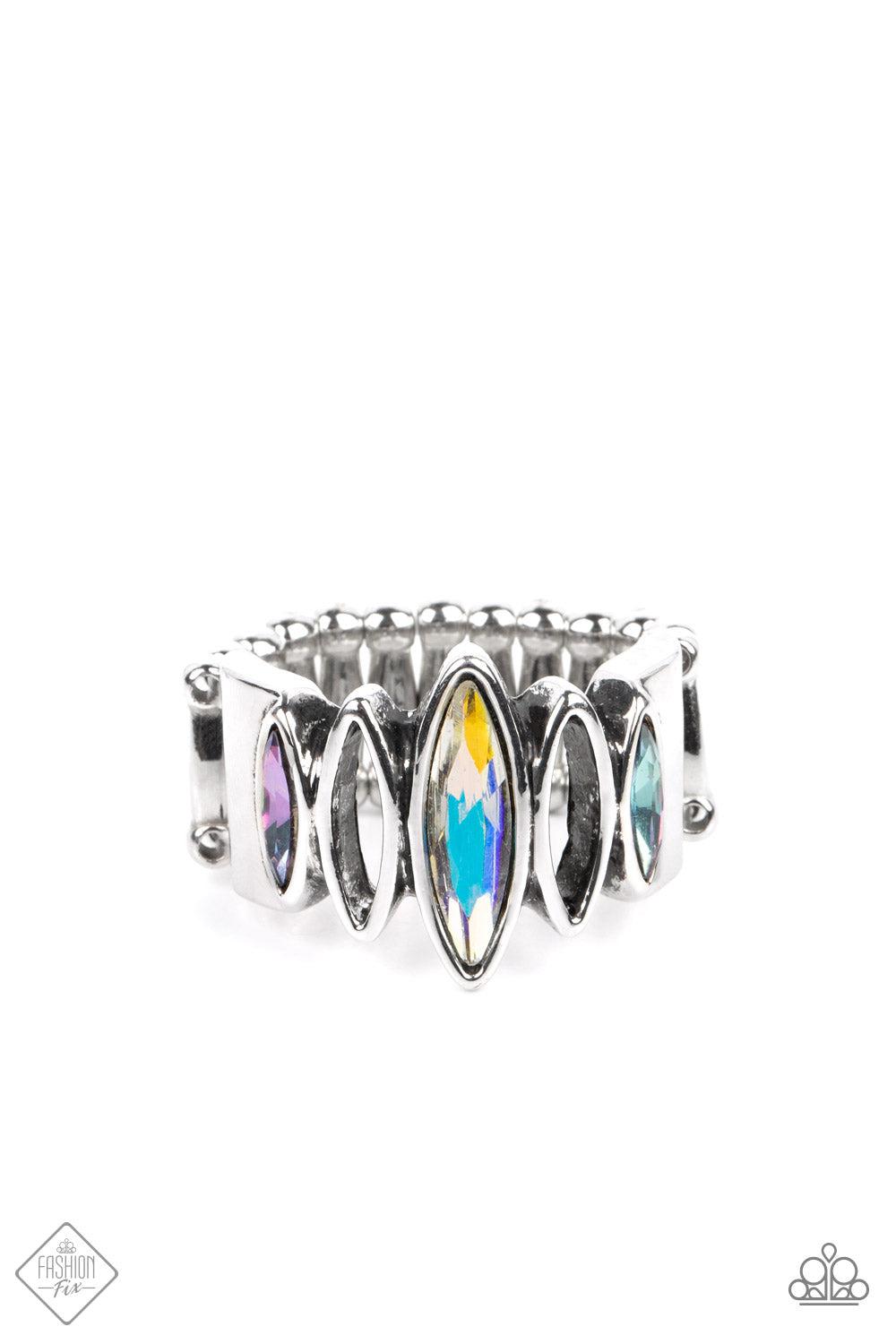 Distant Cosmos Multi Iridescent Rhinestone Ring - Paparazzi Accessories- lightbox - CarasShop.com - $5 Jewelry by Cara Jewels