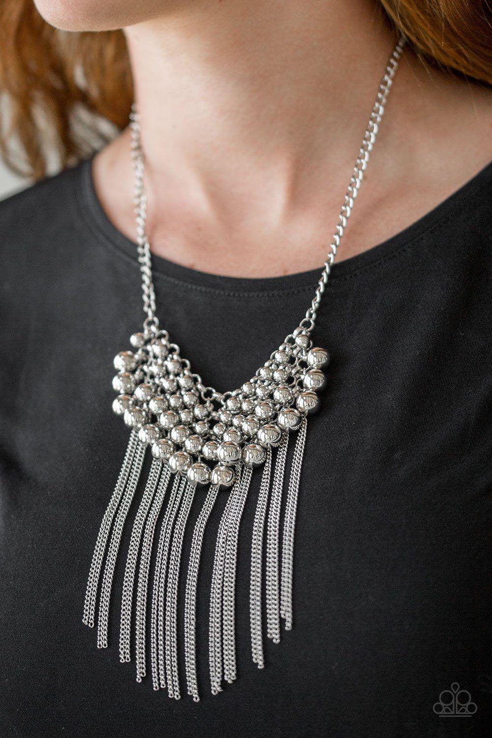 DIVA-de and Rule Silver Necklace - Paparazzi Accessories - lightbox -CarasShop.com - $5 Jewelry by Cara Jewels