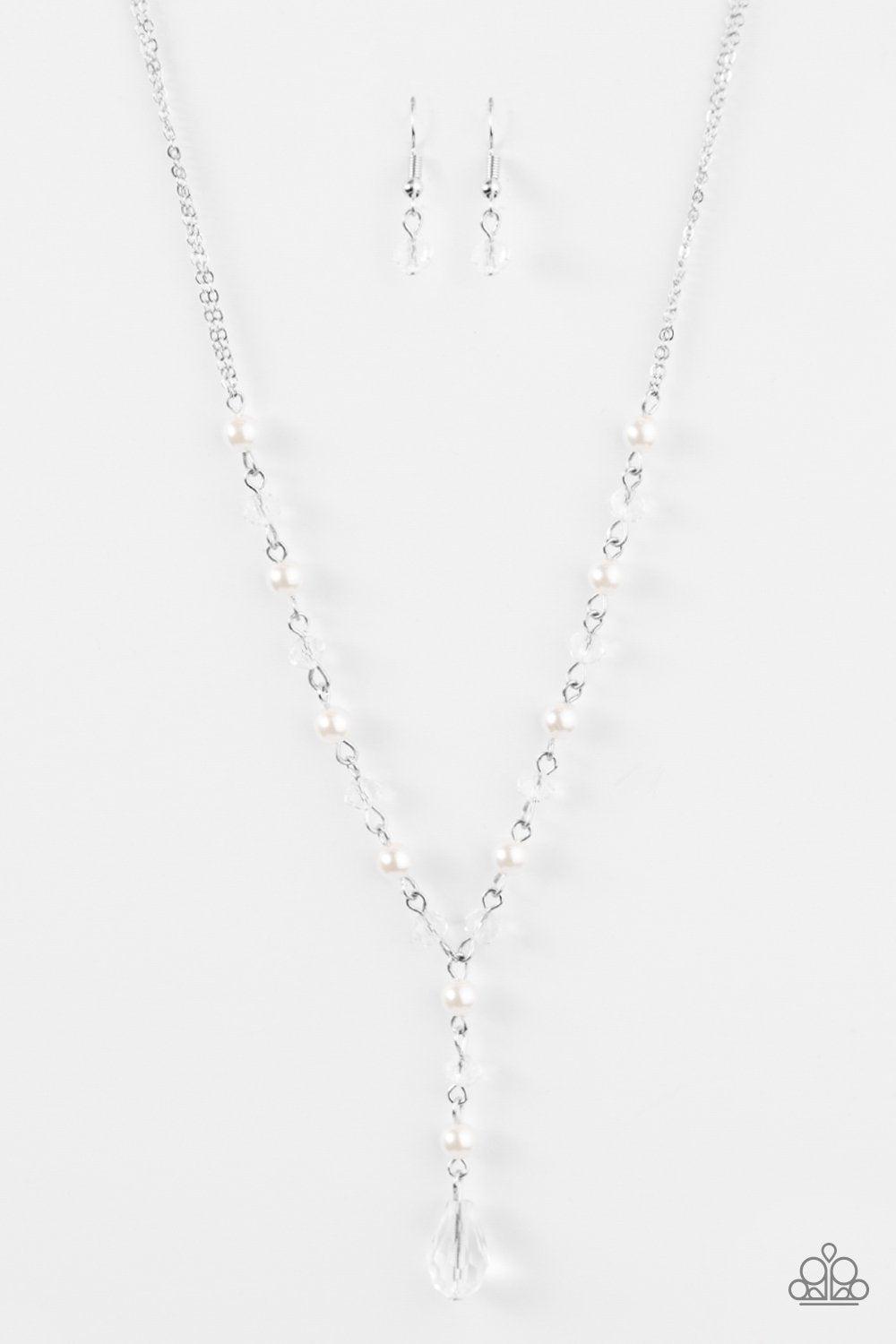 Diva Deluxe White Pearl Tassel Necklace - Paparazzi Accessories-CarasShop.com - $5 Jewelry by Cara Jewels