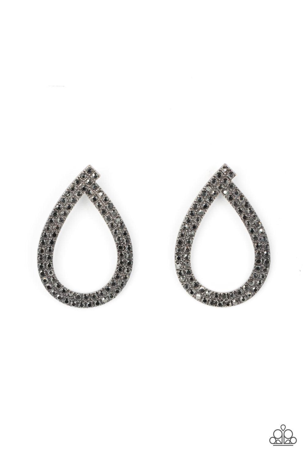 Diva Dust Black &amp; Hematite Rhinestone Earrings - Paparazzi Accessories- lightbox - CarasShop.com - $5 Jewelry by Cara Jewels