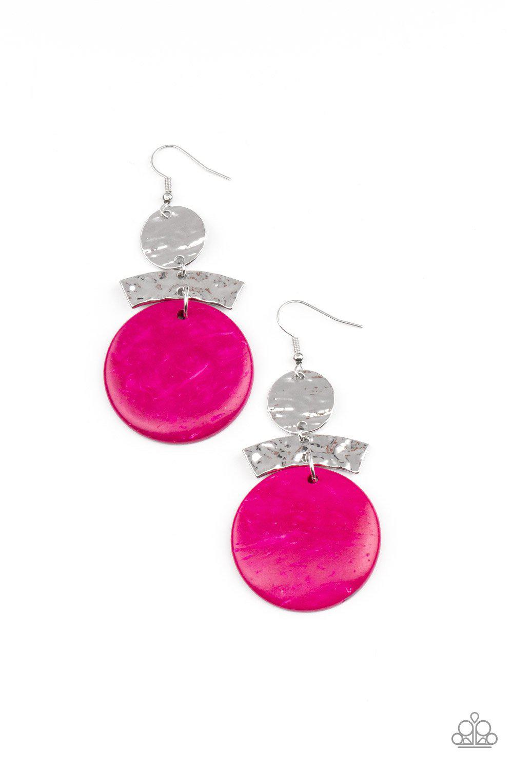 Diva Of My Domain Pink Wood and Silver Earrings - Paparazzi Accessories- lightbox - CarasShop.com - $5 Jewelry by Cara Jewels