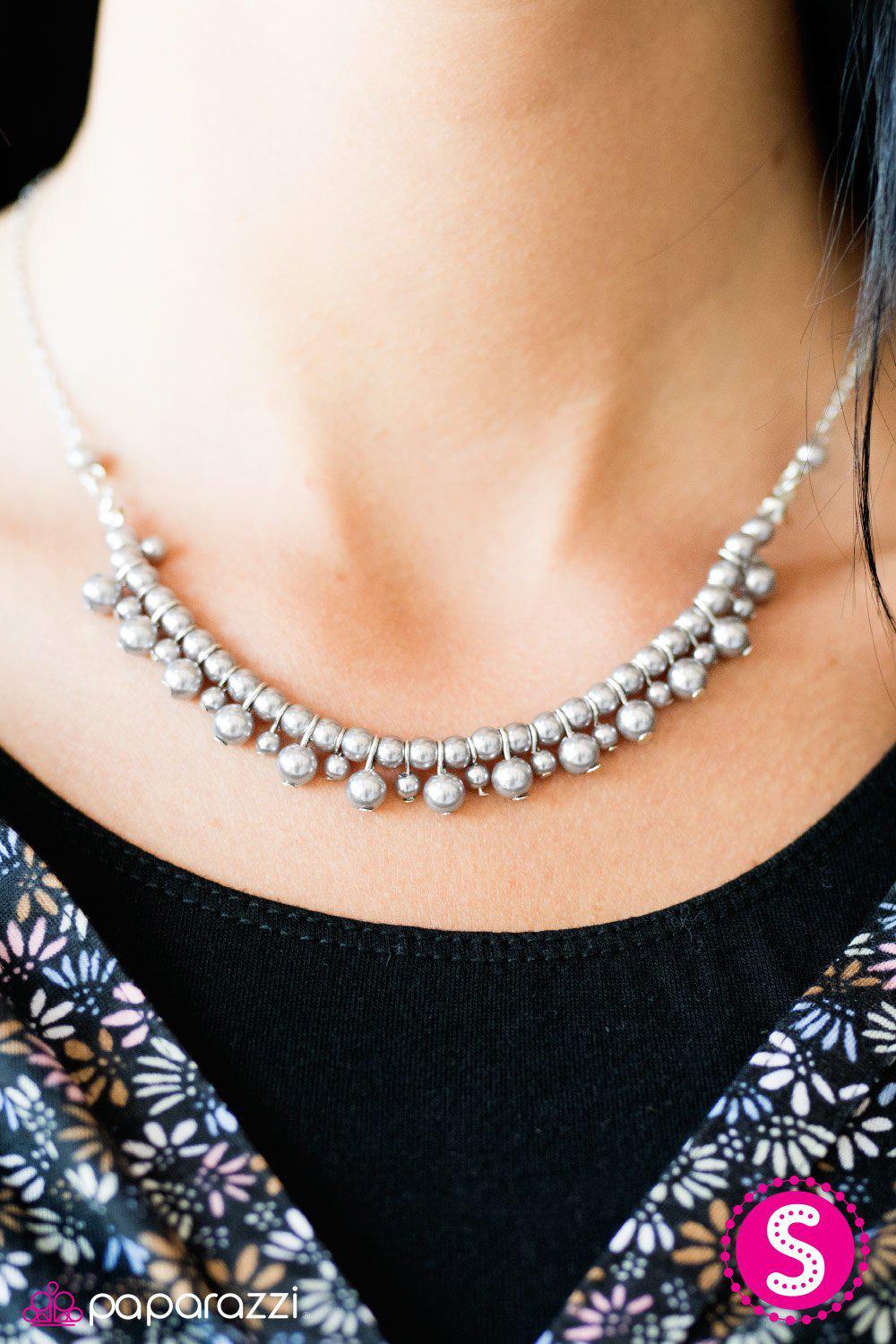 Divine Beauty Silver Pearl Necklace - Paparazzi Accessories-CarasShop.com - $5 Jewelry by Cara Jewels