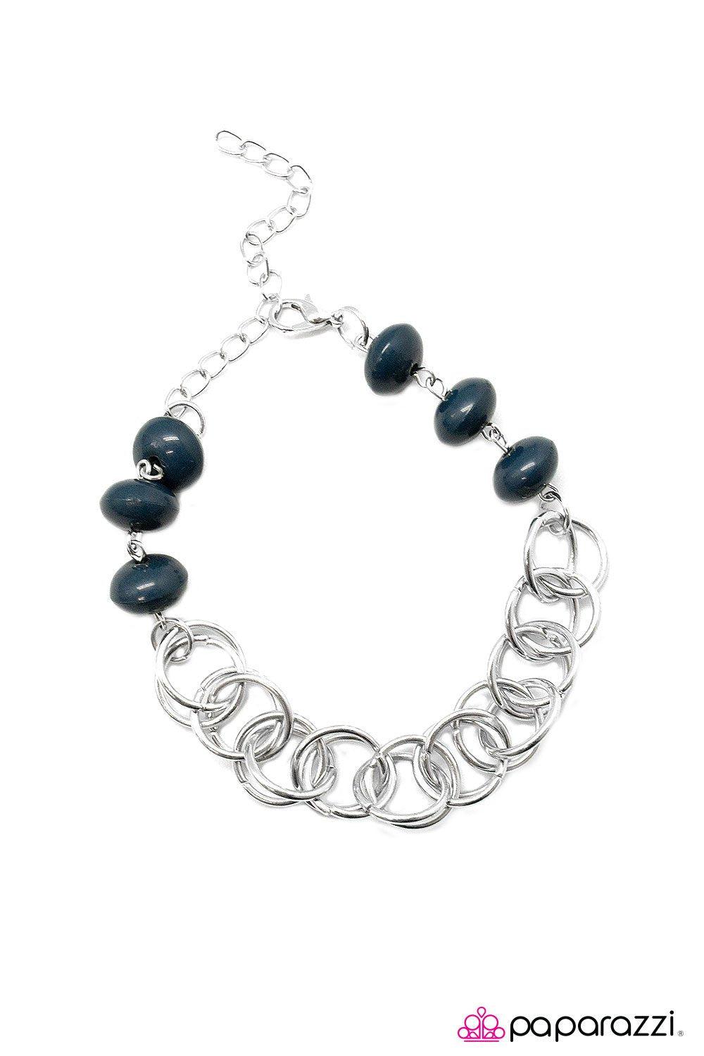 Divinely Divine Blue Chain Bracelet - Paparazzi Accessories-CarasShop.com - $5 Jewelry by Cara Jewels