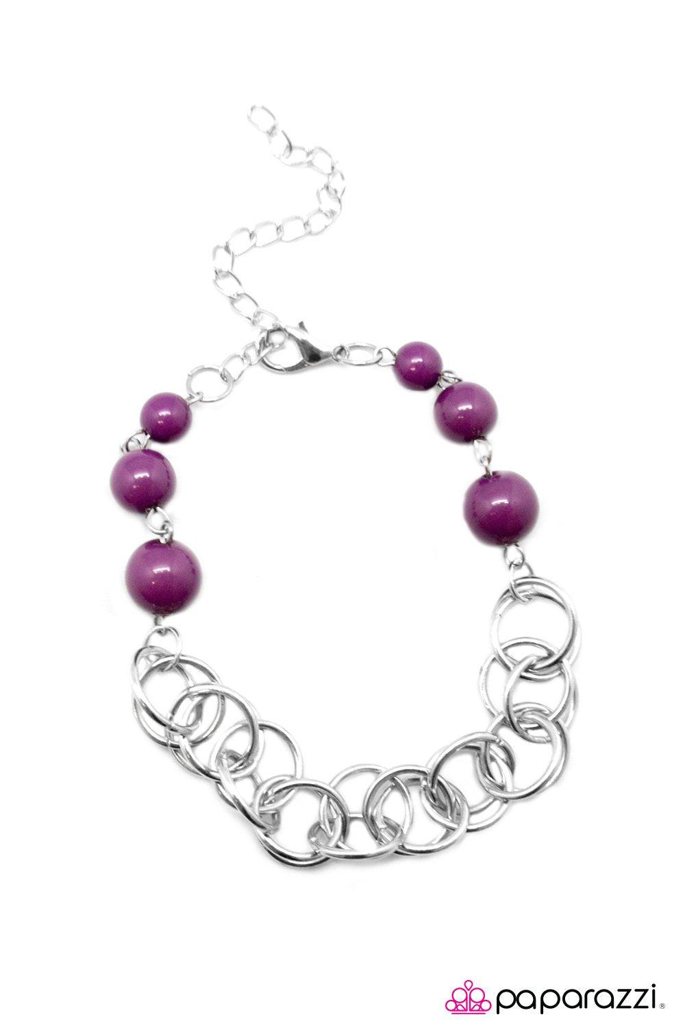Divinely Divine Purple Bracelet - Paparazzi Accessories-CarasShop.com - $5 Jewelry by Cara Jewels