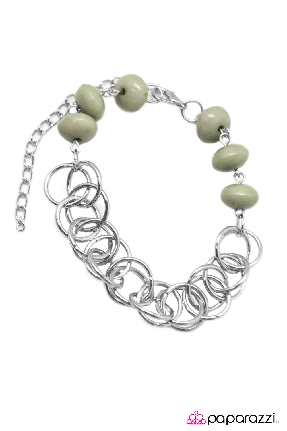 Divinely Divine Sage Green Bracelet - Paparazzi Accessories-CarasShop.com - $5 Jewelry by Cara Jewels