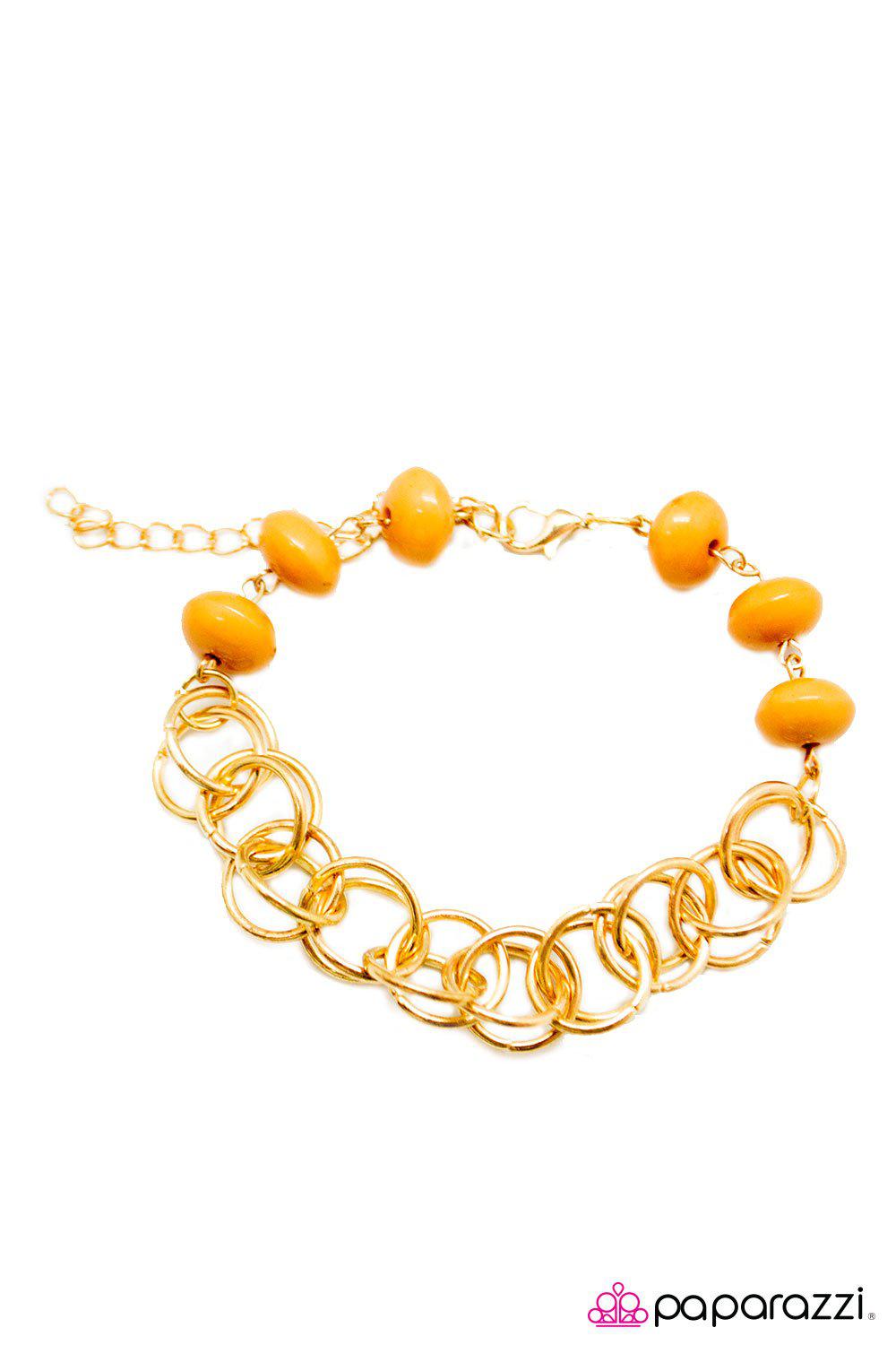 Divinely Divine Yellow and Gold Chain Bracelet - Paparazzi Accessories-CarasShop.com - $5 Jewelry by Cara Jewels