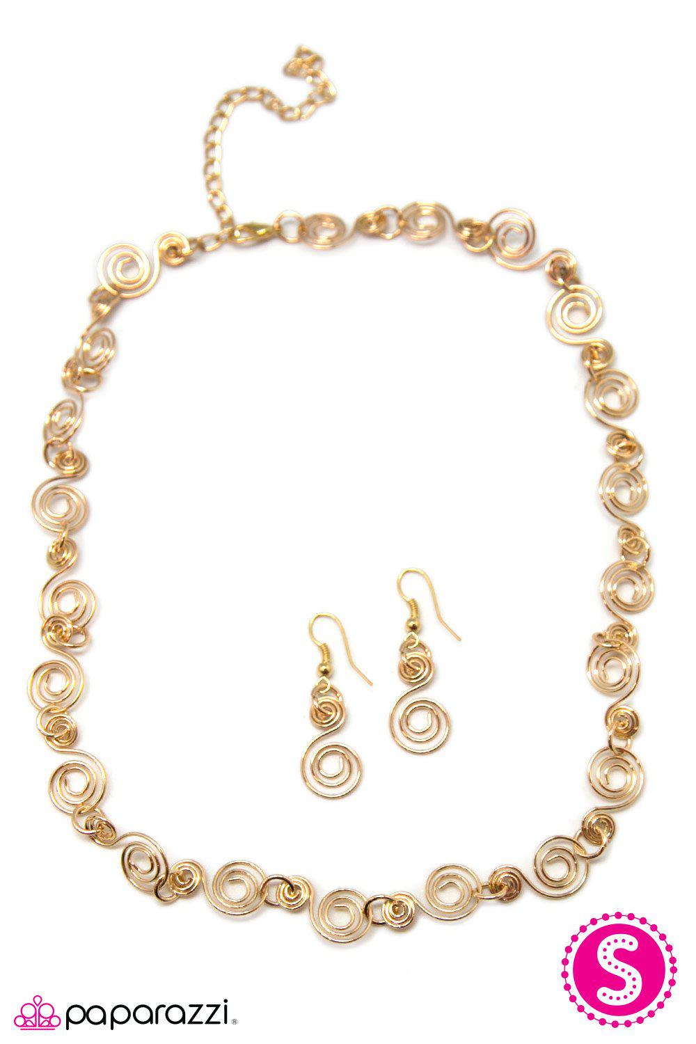 Dizzy Dancing Gold Necklace - Paparazzi Accessories-CarasShop.com - $5 Jewelry by Cara Jewels