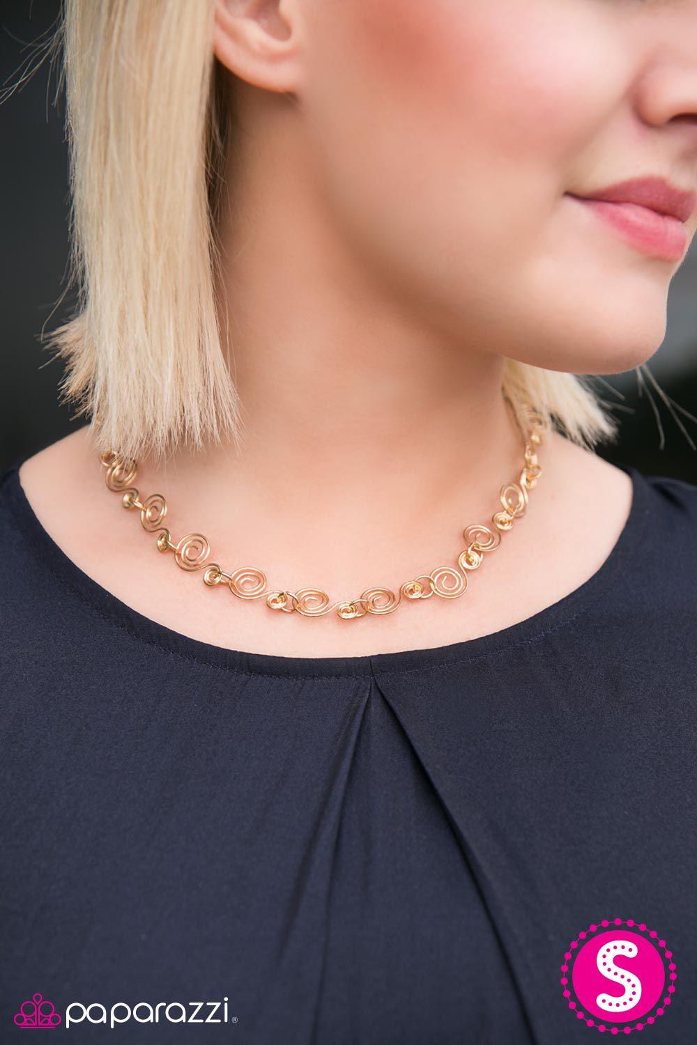 Dizzy Dancing Gold Necklace - Paparazzi Accessories-CarasShop.com - $5 Jewelry by Cara Jewels