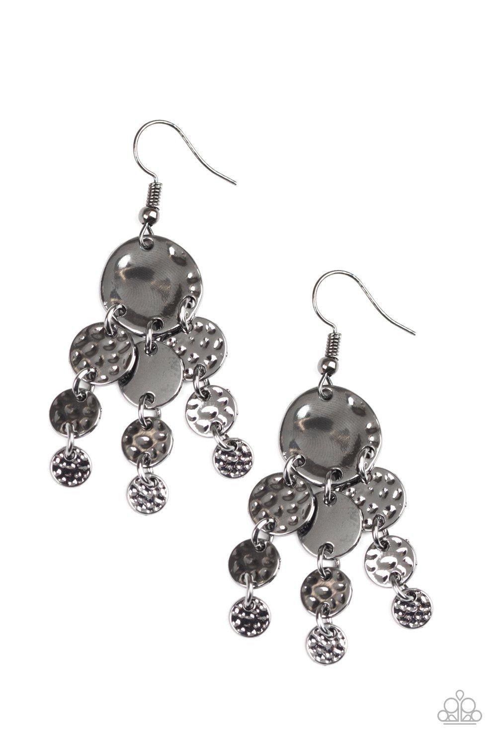 Do Chime In Gunmetal Black Earrings - Paparazzi Accessories - lightbox -CarasShop.com - $5 Jewelry by Cara Jewels