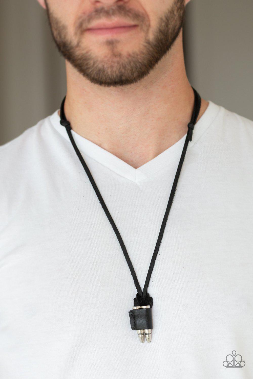 Dodge a Bullet Black Urban Necklace - Paparazzi Accessories-CarasShop.com - $5 Jewelry by Cara Jewels