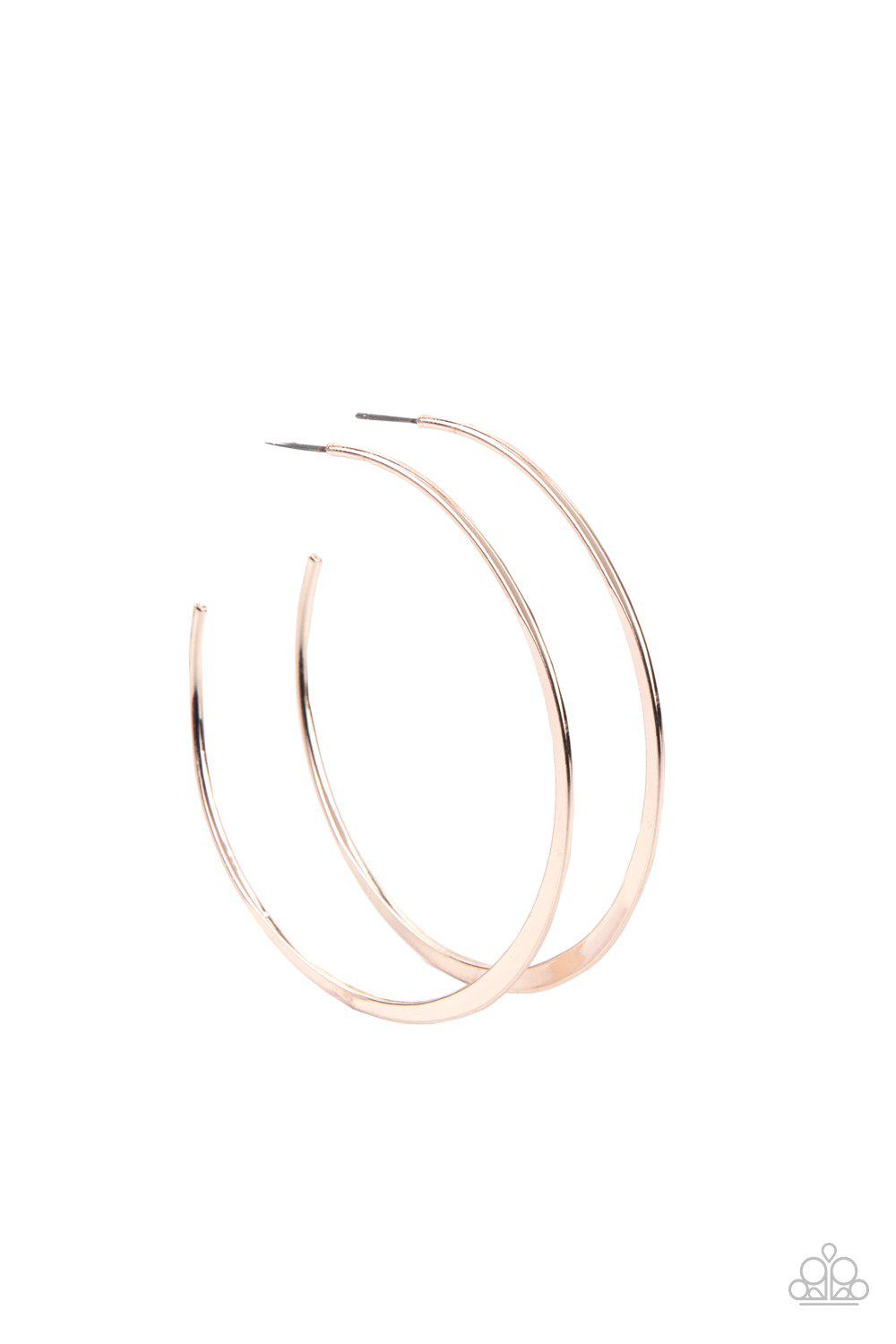 Don&#39;t Lose Your Edge Rose Gold Hoop Earrings - Paparazzi Accessories - lightbox -CarasShop.com - $5 Jewelry by Cara Jewels