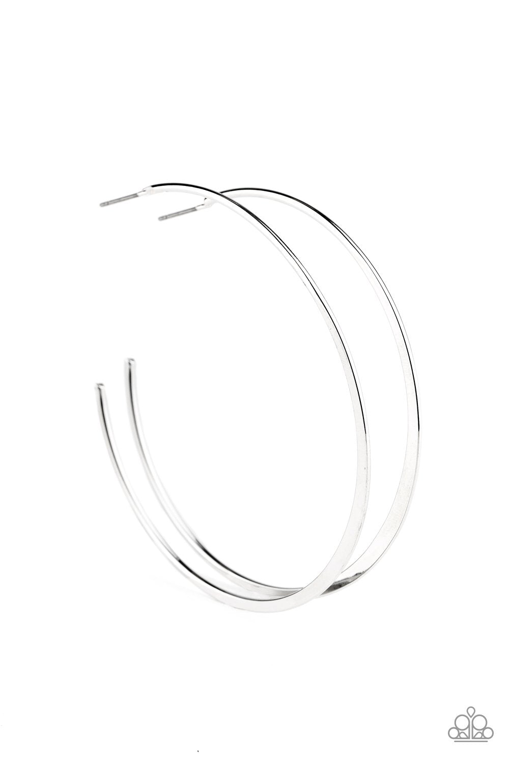 Don&#39;t Lose Your Edge Silver Hoop Earrings - Paparazzi Accessories - lightbox -CarasShop.com - $5 Jewelry by Cara Jewels