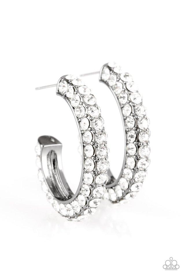 Don&#39;t Mind the STARDUST Black and White Rhinestone Hoop Earrings - Paparazzi Accessories-CarasShop.com - $5 Jewelry by Cara Jewels