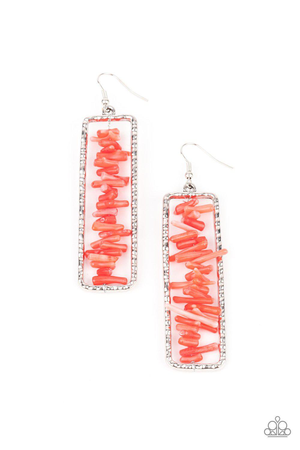 Don't QUARRY, Be Happy Red Earrings - Paparazzi Accessories- lightbox - CarasShop.com - $5 Jewelry by Cara Jewels