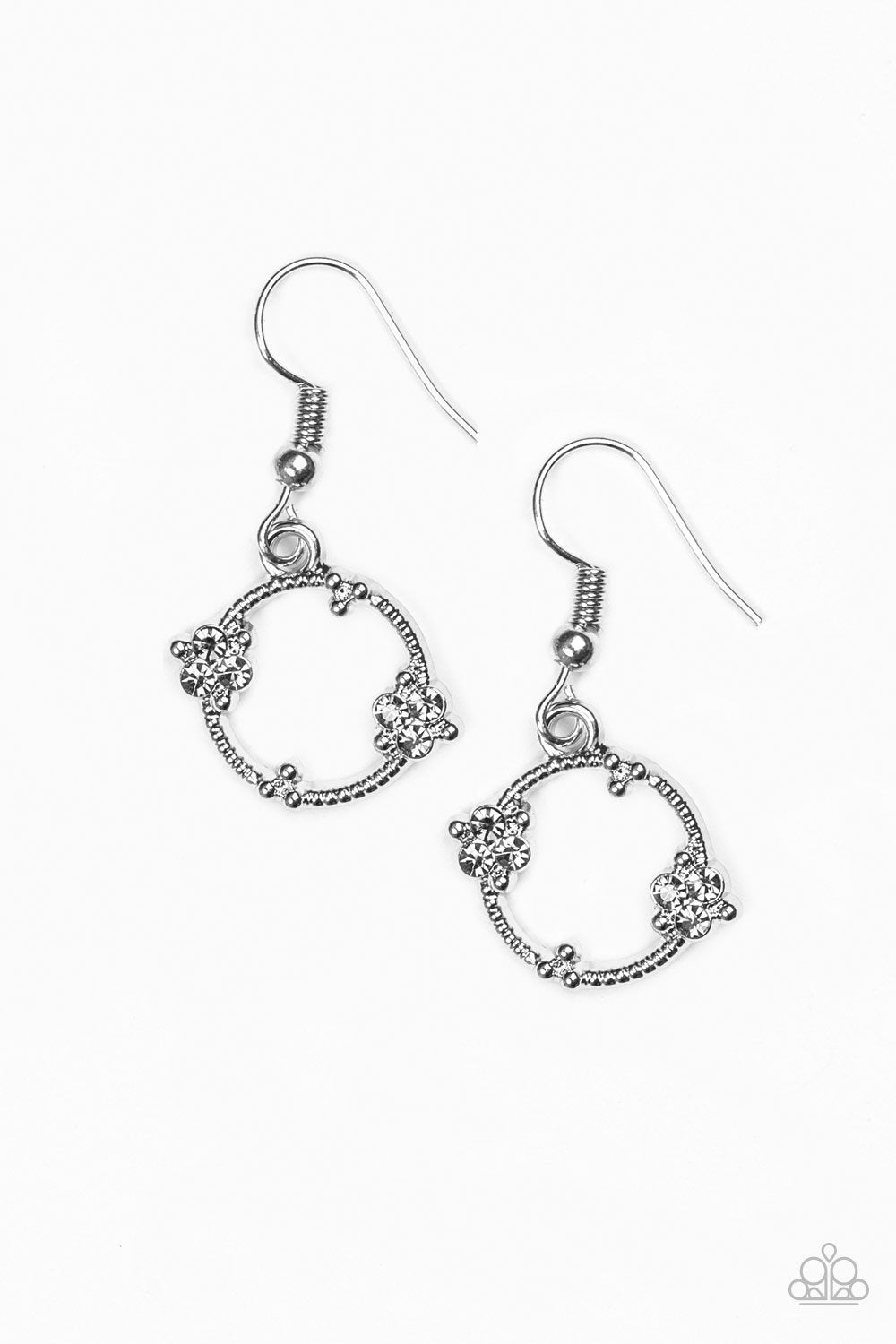 Double the Bubble Silver Earring - Paparazzi Accessories-CarasShop.com - $5 Jewelry by Cara Jewels