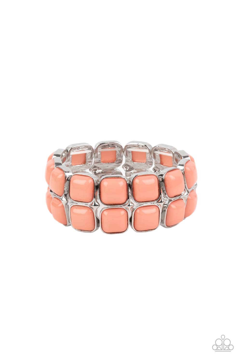 Double The DIVA-ttitude Coral Orange Bracelet - Paparazzi Accessories Spring Exclusive- lightbox - CarasShop.com - $5 Jewelry by Cara Jewels