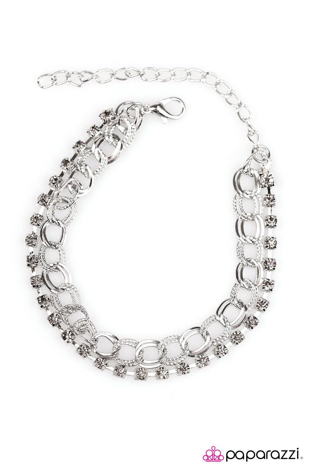 Double Time Silver Bracelet - Paparazzi Accessories-CarasShop.com - $5 Jewelry by Cara Jewels