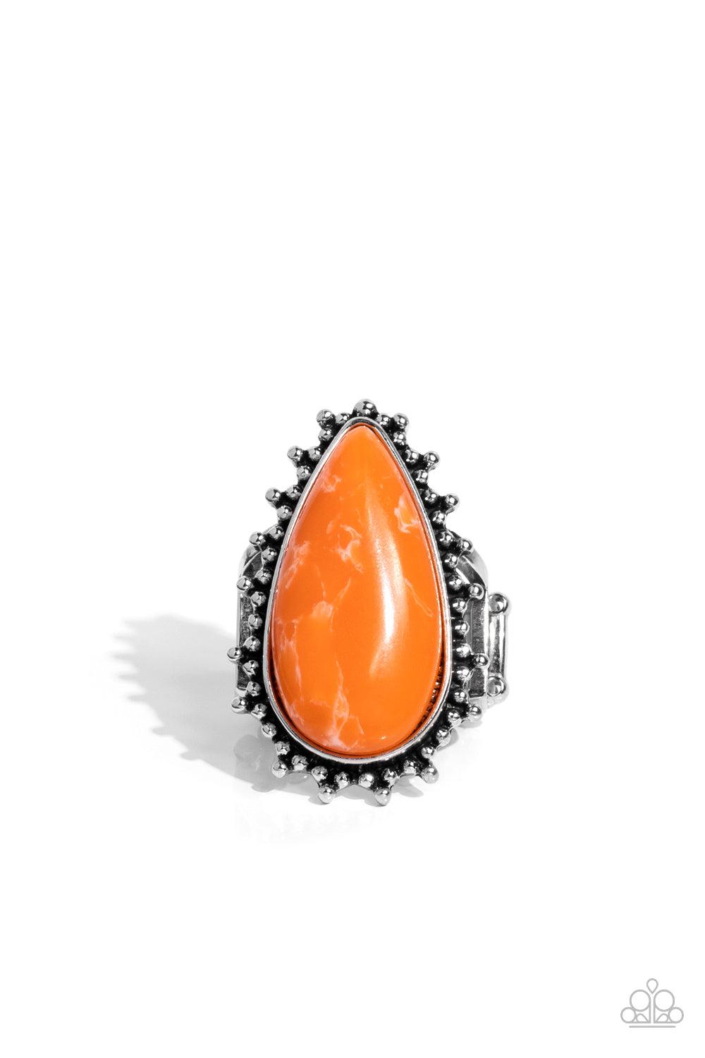 Down-to-Earth Essence Orange Stone Ring - Paparazzi Accessories- lightbox - CarasShop.com - $5 Jewelry by Cara Jewels
