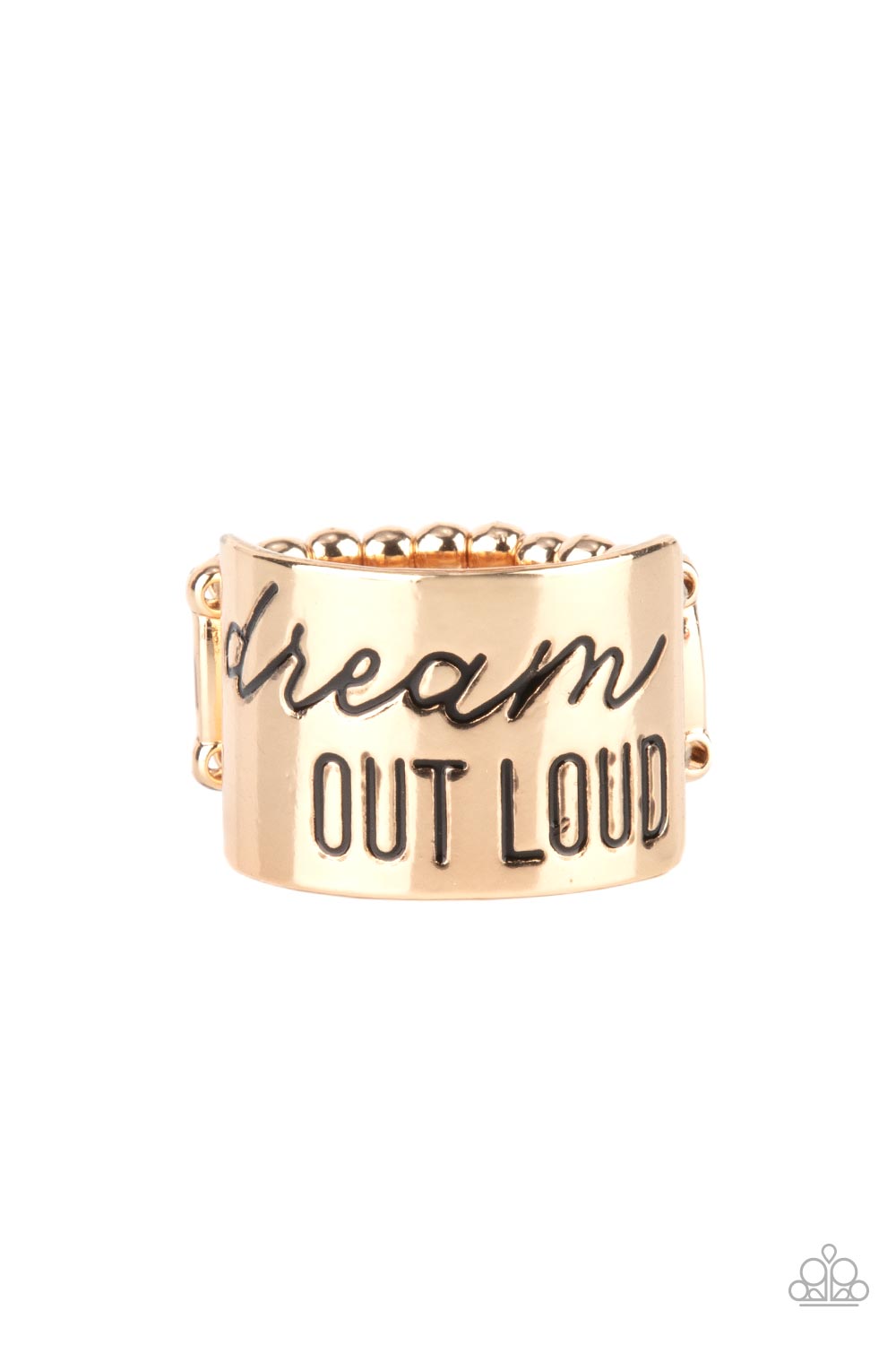 Dream Louder Gold Ring - Paparazzi Accessories- lightbox - CarasShop.com - $5 Jewelry by Cara Jewels