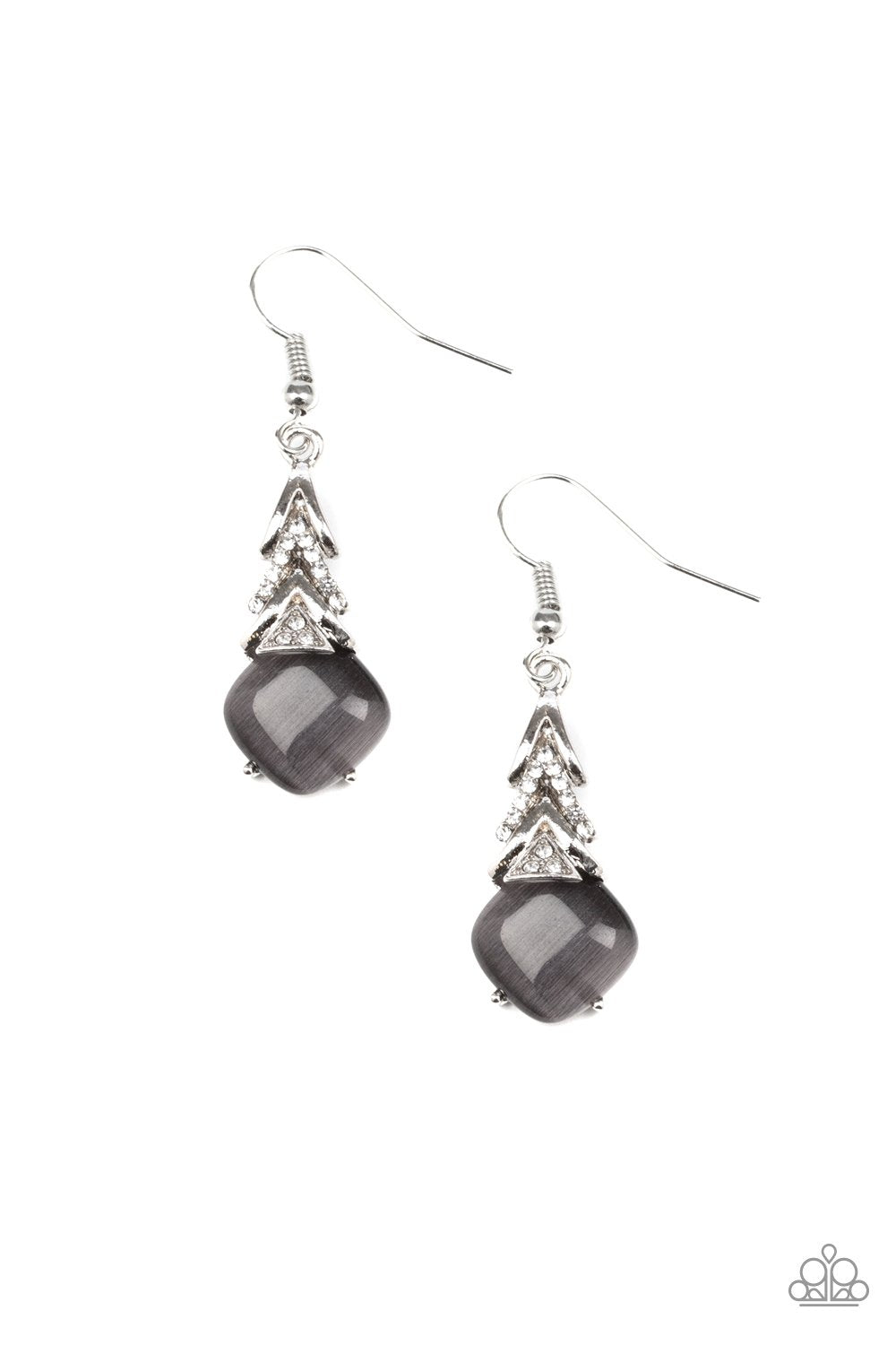 Dreamy Dazzle Silver Moonstone Earrings - Paparazzi Accessories-CarasShop.com - $5 Jewelry by Cara Jewels