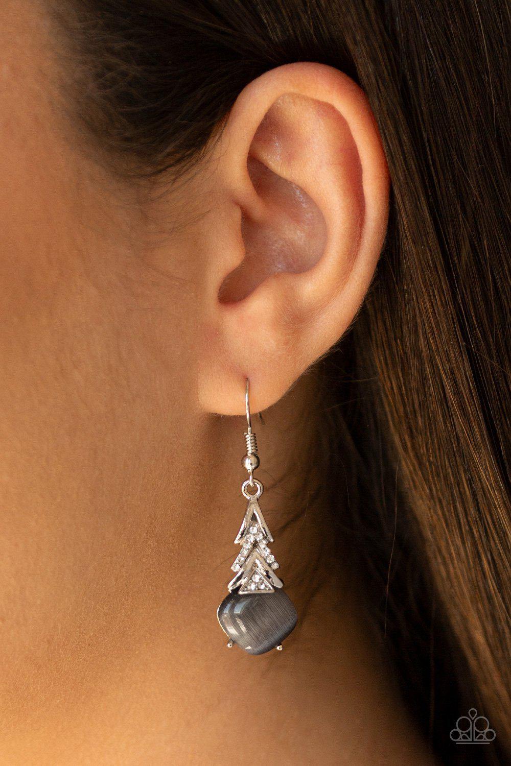 Dreamy Dazzle Silver Moonstone Earrings - Paparazzi Accessories-CarasShop.com - $5 Jewelry by Cara Jewels