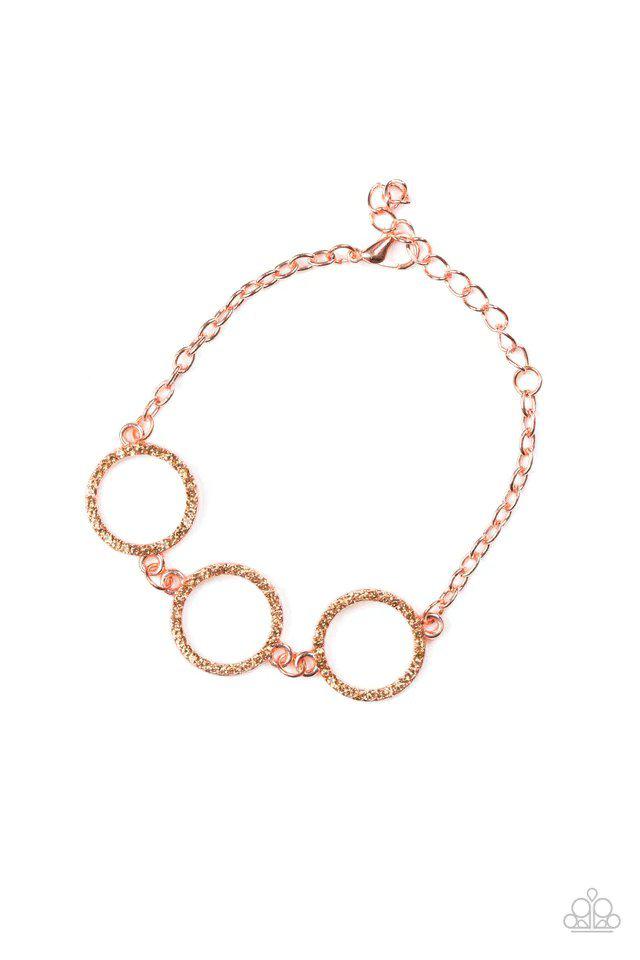 Dress The Part Copper & Rhinestone Bracelet - Paparazzi Accessories- lightbox - CarasShop.com - $5 Jewelry by Cara Jewels