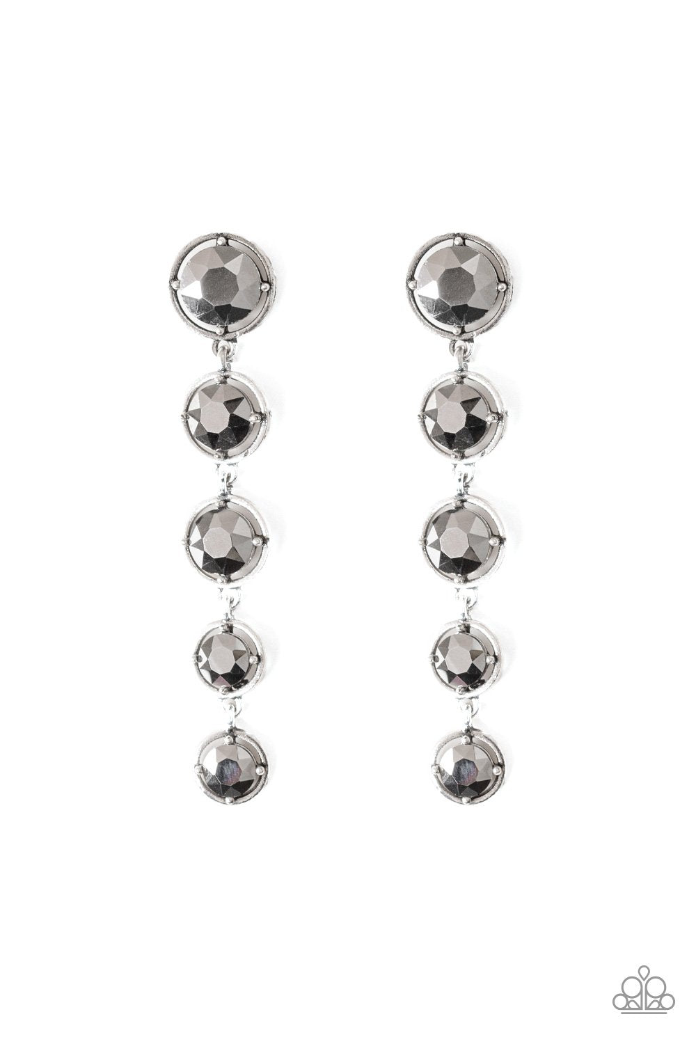 Drippin In Starlight Silver Gem Earrings - Paparazzi Accessories-CarasShop.com - $5 Jewelry by Cara Jewels