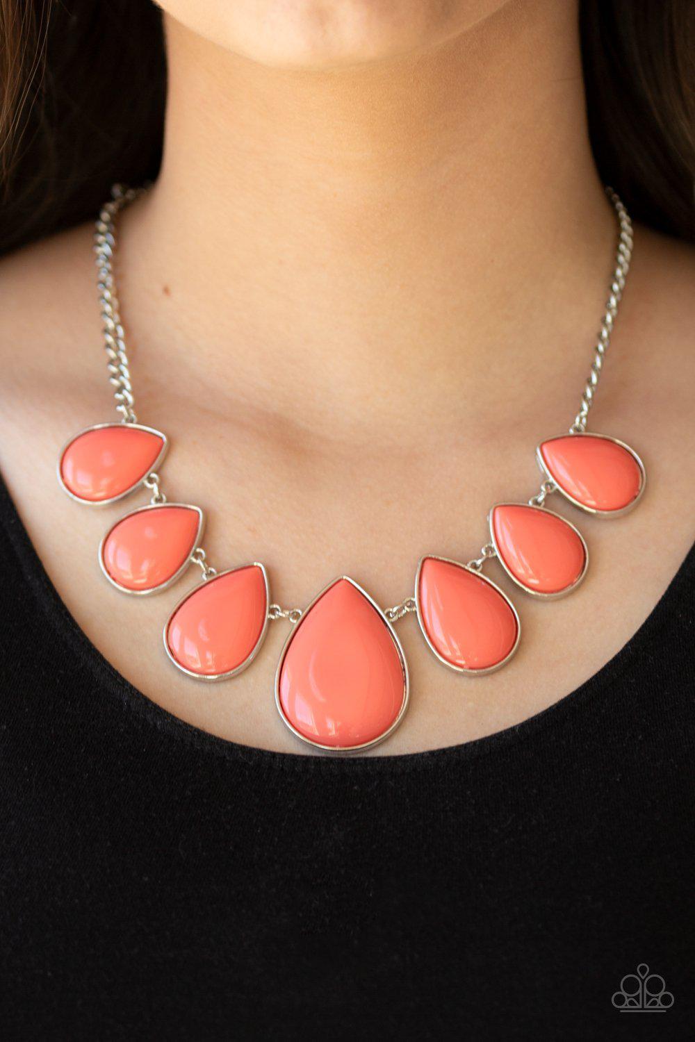 Drop Zone Coral Teardrop Necklace - Paparazzi Accessories-CarasShop.com - $5 Jewelry by Cara Jewels