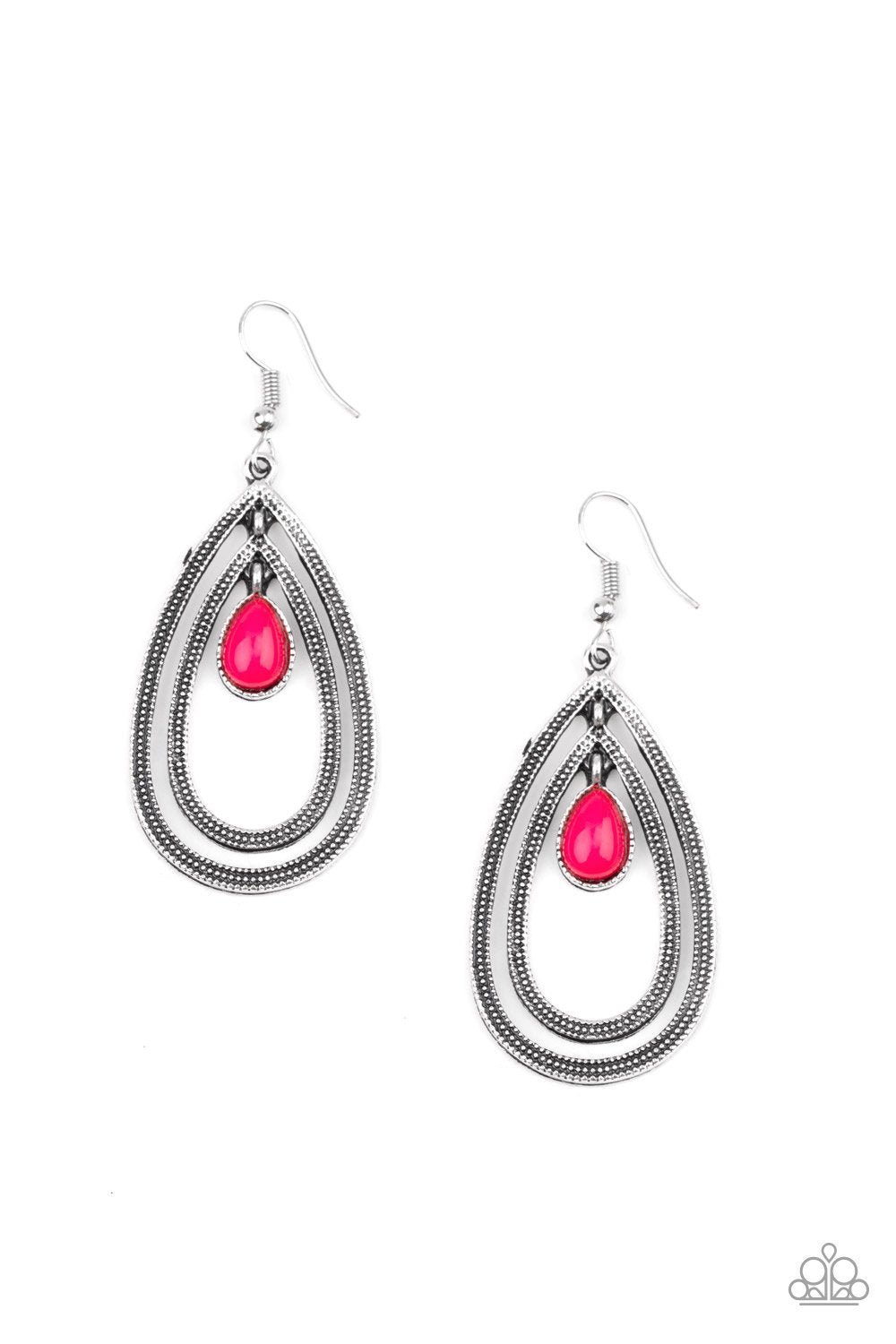 Drops of Color Pink Teardrop Earrings - Paparazzi Accessories - lightbox -CarasShop.com - $5 Jewelry by Cara Jewels