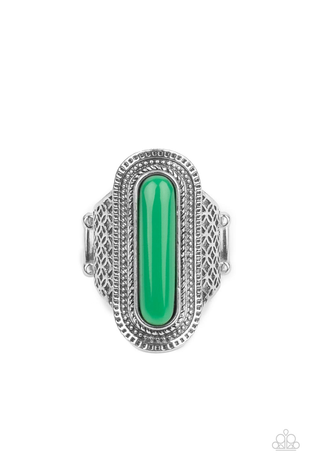 Dubai Distraction Green Ring - Paparazzi Accessories- lightbox - CarasShop.com - $5 Jewelry by Cara Jewels