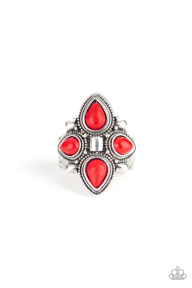 Dune Runner Red Stone Ring - Paparazzi Accessories- lightbox - CarasShop.com - $5 Jewelry by Cara Jewels