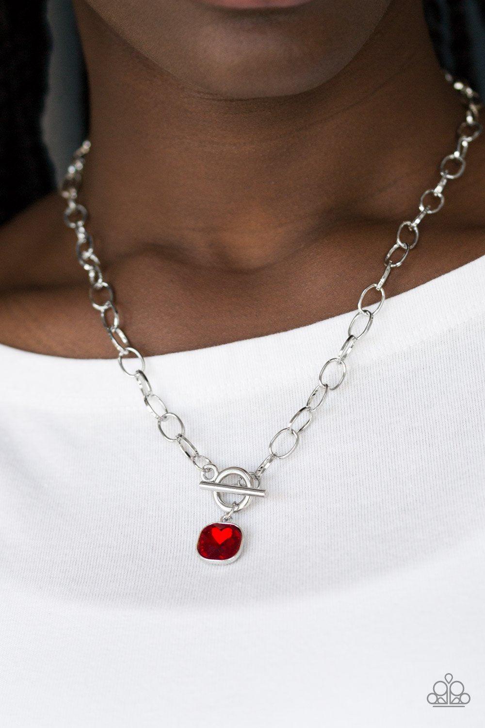 Dynamite Dazzle Red Necklace - Paparazzi Accessories-CarasShop.com - $5 Jewelry by Cara Jewels