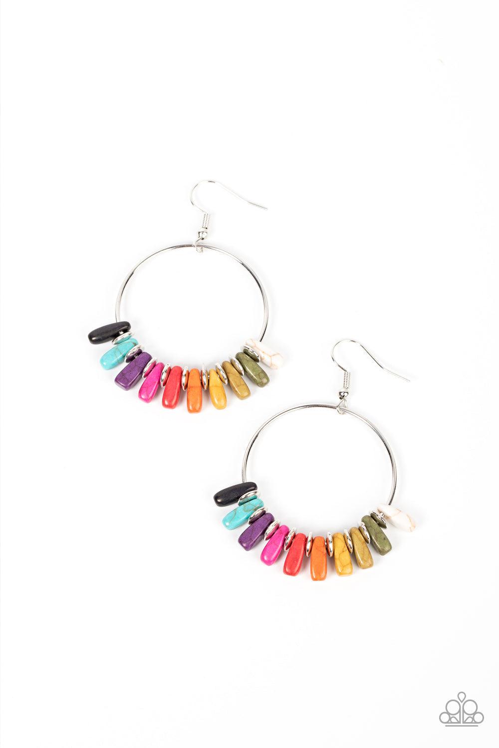 Earthy Ensemble Multi Colorful Stone Earrings - Paparazzi Accessories- lightbox - CarasShop.com - $5 Jewelry by Cara Jewels