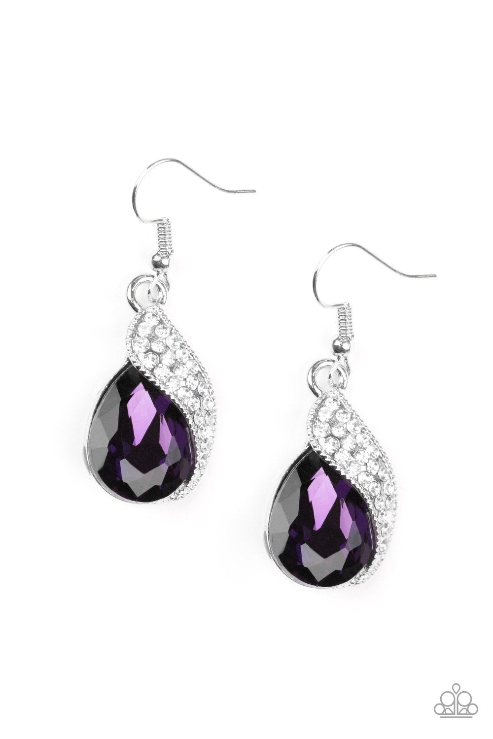 Easy Elegance Purple Gem Earrings - Paparazzi Accessories-CarasShop.com - $5 Jewelry by Cara Jewels