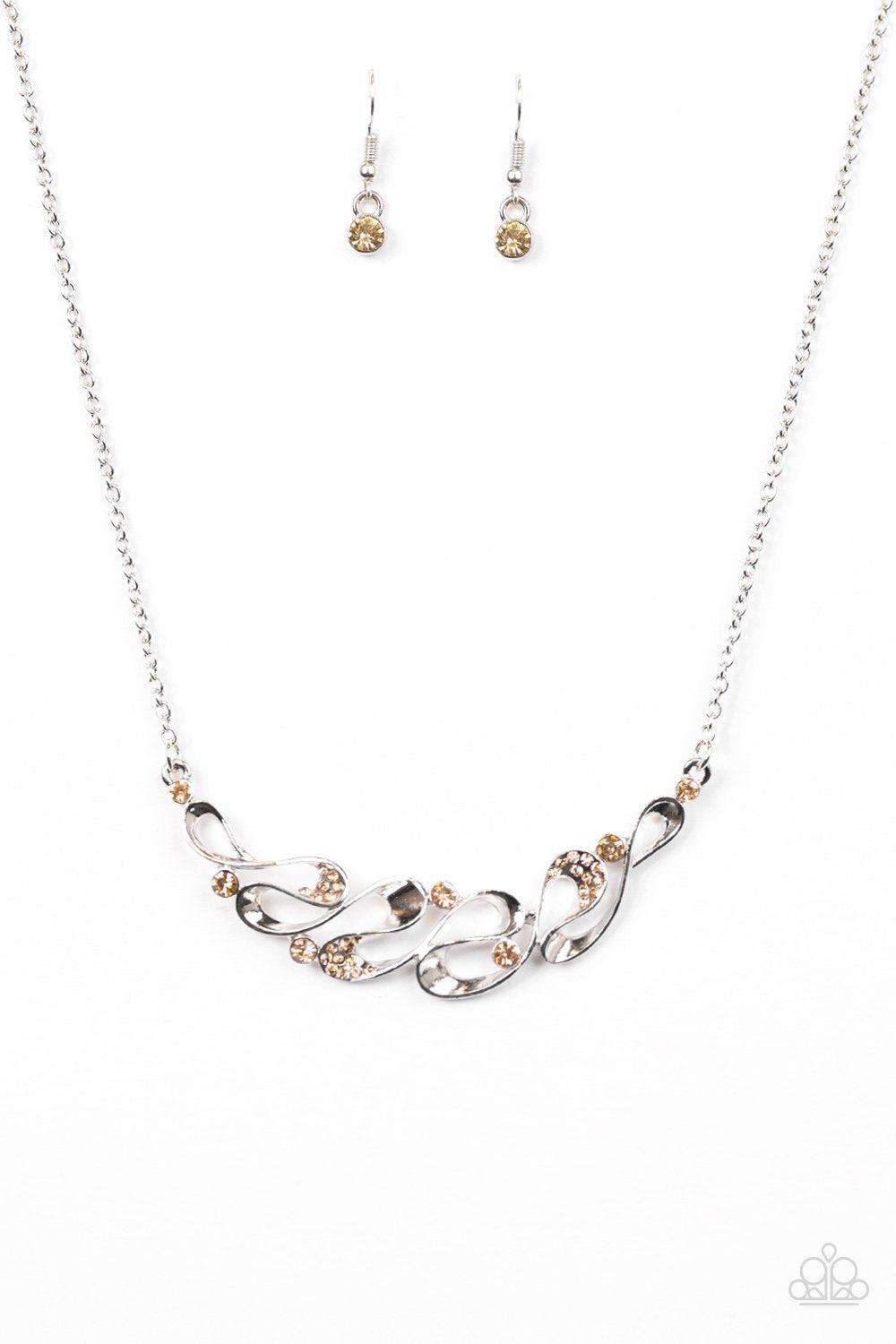 Easy Money Silver and Brown Gem Necklace - Paparazzi Accessories-CarasShop.com - $5 Jewelry by Cara Jewels