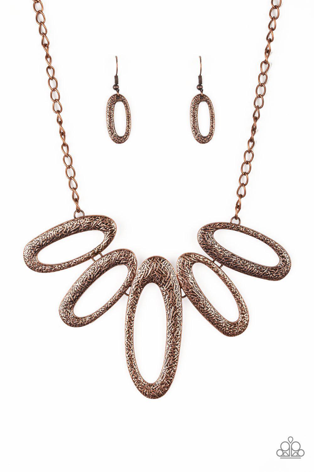 Easy Tigress Copper Necklace - Paparazzi Accessories-CarasShop.com - $5 Jewelry by Cara Jewels