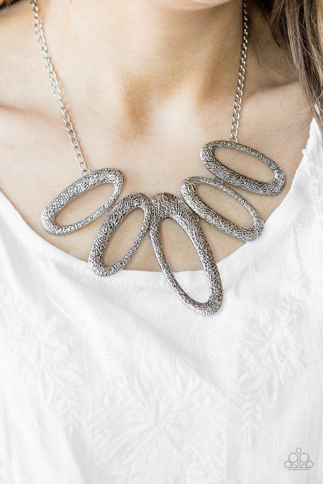 Easy Tigress Silver Statement Necklace - Paparazzi Accessories-CarasShop.com - $5 Jewelry by Cara Jewels