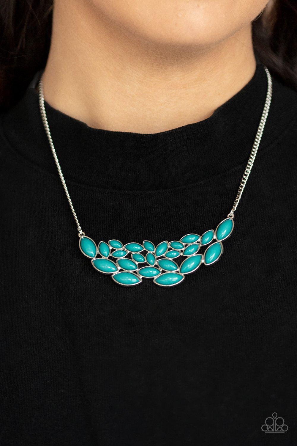 Eden Escape Blue Necklace - Paparazzi Accessories- model - CarasShop.com - $5 Jewelry by Cara Jewels