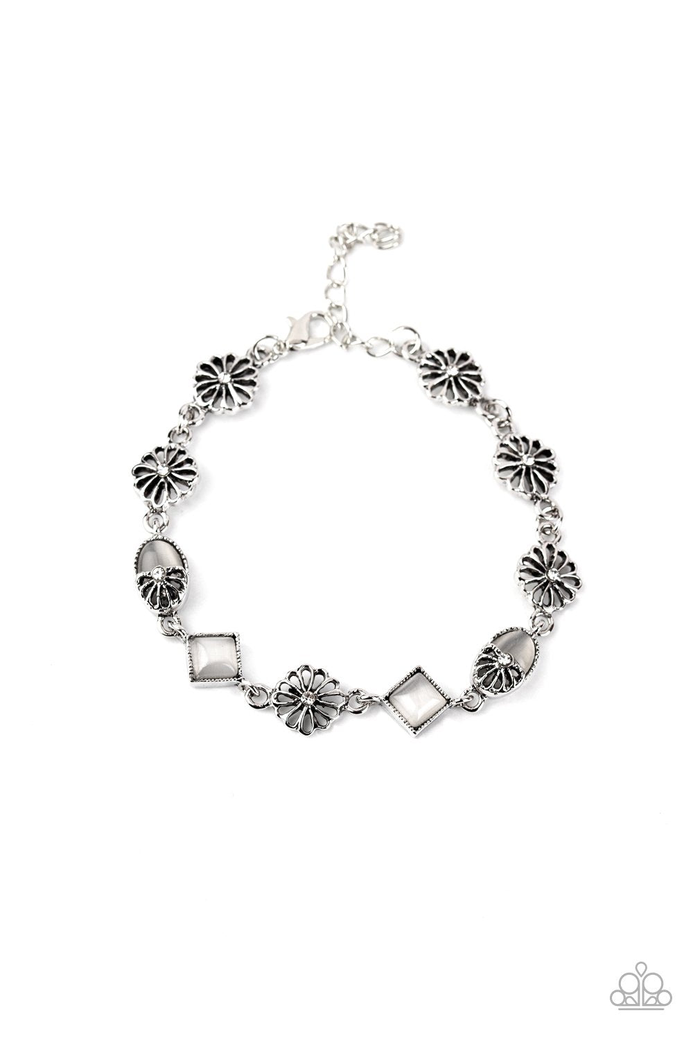 Eden Etiquette White Cat&#39;s Eye Bracelet - Paparazzi Accessories-CarasShop.com - $5 Jewelry by Cara Jewels