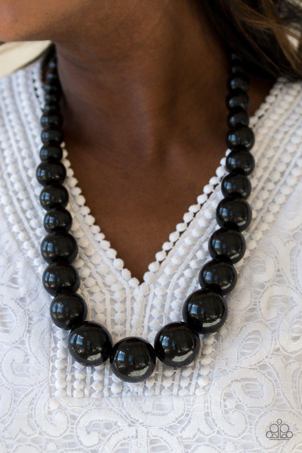 Effortlessly Everglades Black Wood Necklace and matching Earrings - Paparazzi Accessories-CarasShop.com - $5 Jewelry by Cara Jewels