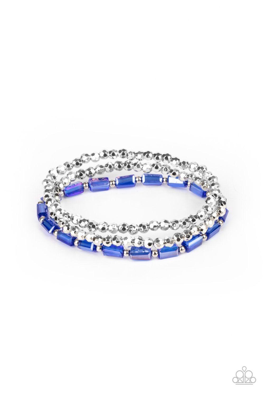Elegant Essence Iridescent Blue and Silver Bracelet - Paparazzi Accessories- lightbox - CarasShop.com - $5 Jewelry by Cara Jewels