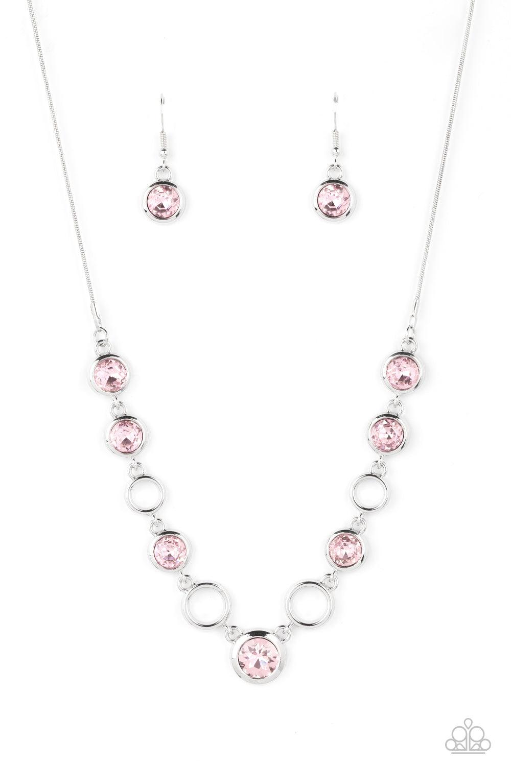 Elegantly Elite Pink Rhinestone Necklace - Paparazzi Accessories- lightbox - CarasShop.com - $5 Jewelry by Cara Jewels