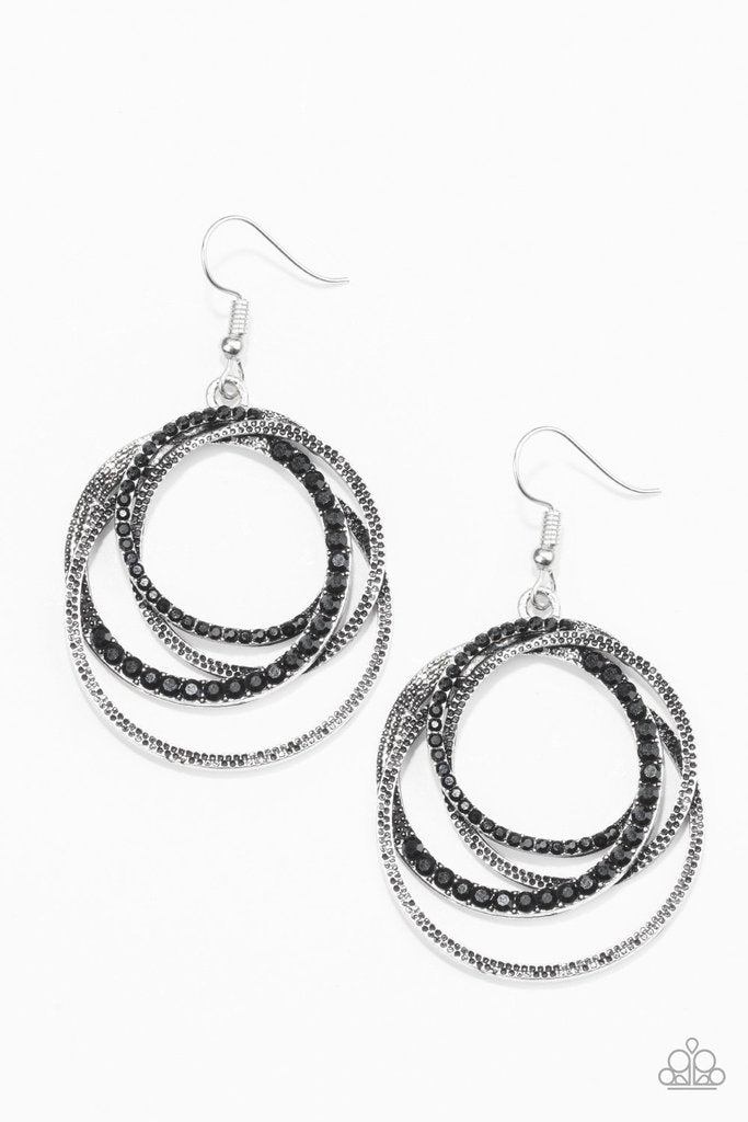 Elegantly Entangled Black Rhinestone Earrings - Paparazzi Accessories - lightbox -CarasShop.com - $5 Jewelry by Cara Jewels
