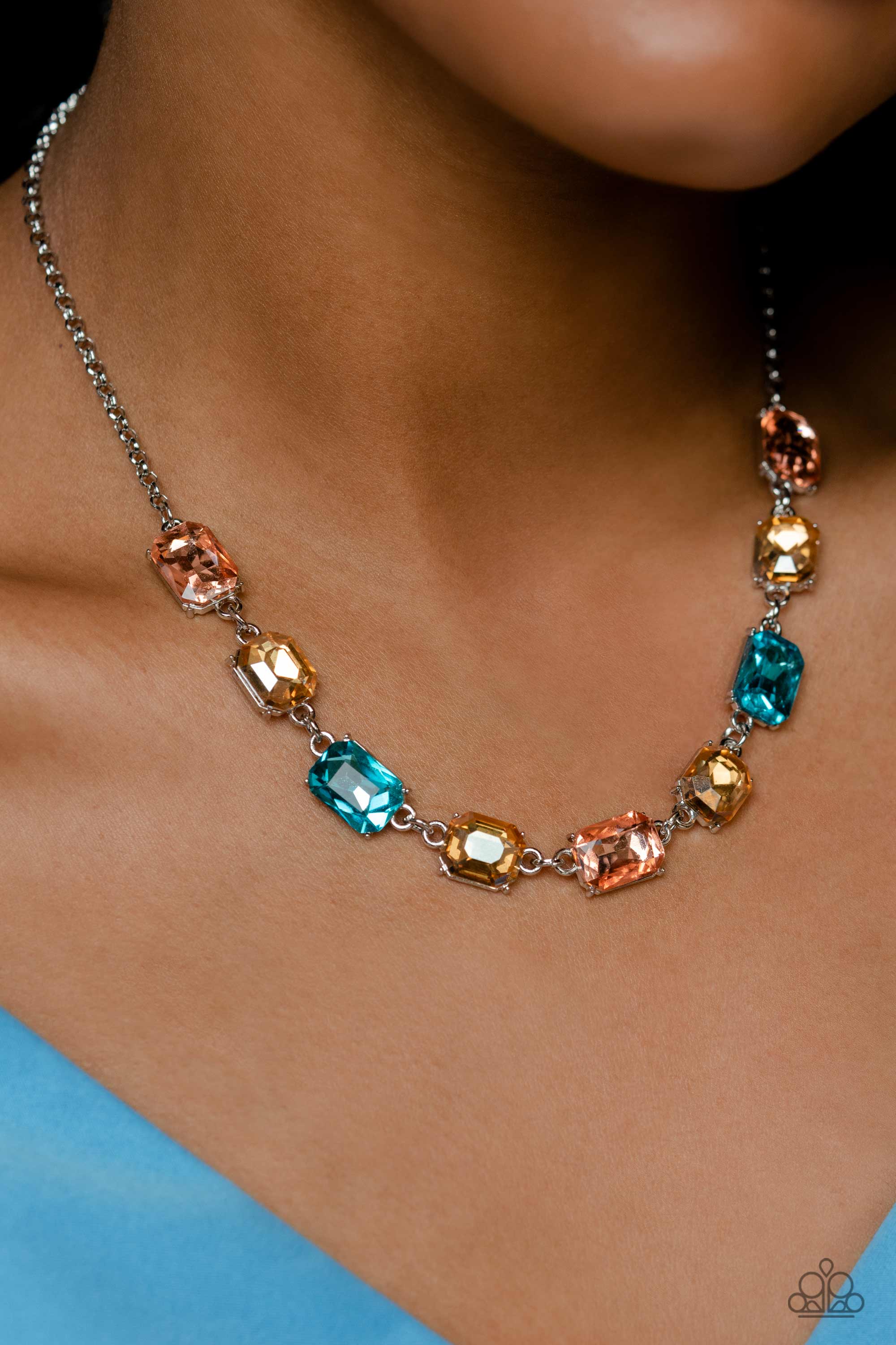 Emerald Envy Multi Rhinestone Necklace - Paparazzi Accessories- lightbox - CarasShop.com - $5 Jewelry by Cara Jewels