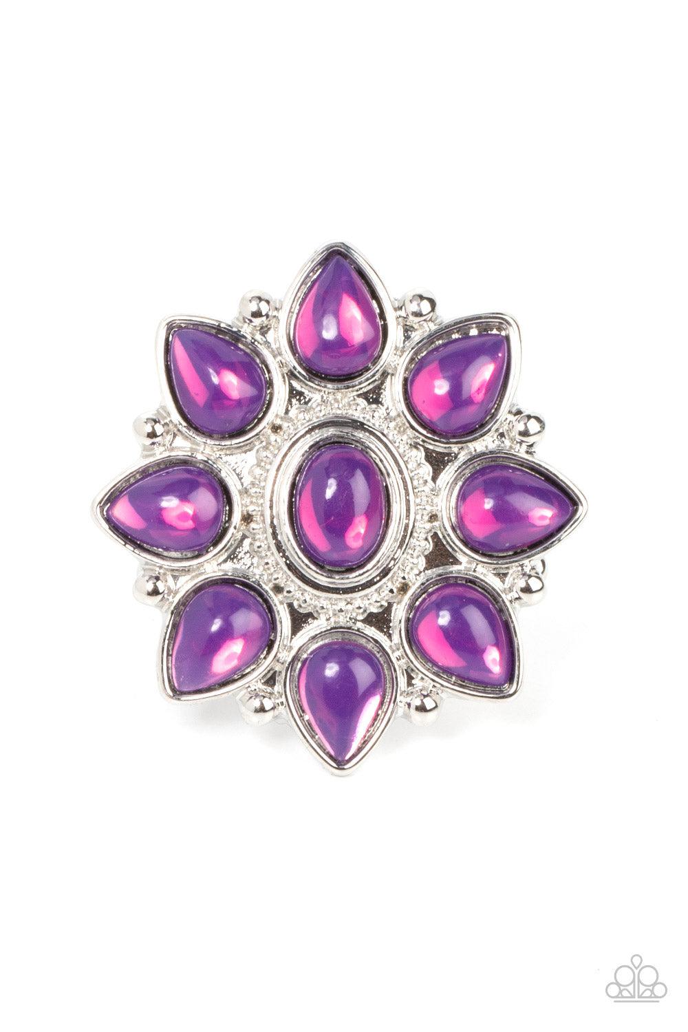 Enchanted Orchard Purple Flower Ring - Paparazzi Accessories- lightbox - CarasShop.com - $5 Jewelry by Cara Jewels