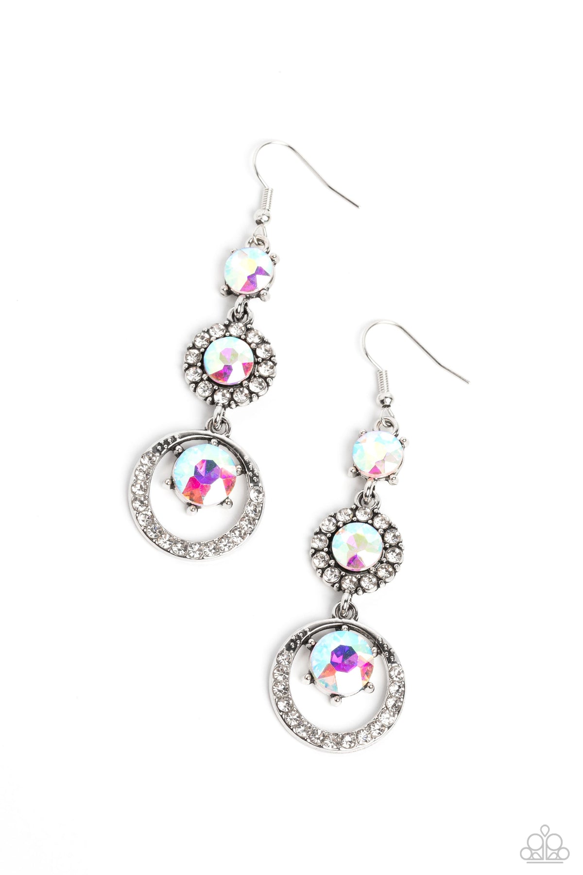 Enchanting Effulgence Multi Iridescent Rhinestone Earrings - Paparazzi Accessories- lightbox - CarasShop.com - $5 Jewelry by Cara Jewels