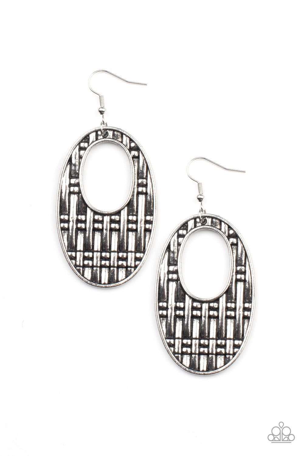 Engraved Edge Silver Earrings - Paparazzi Accessories- lightbox - CarasShop.com - $5 Jewelry by Cara Jewels